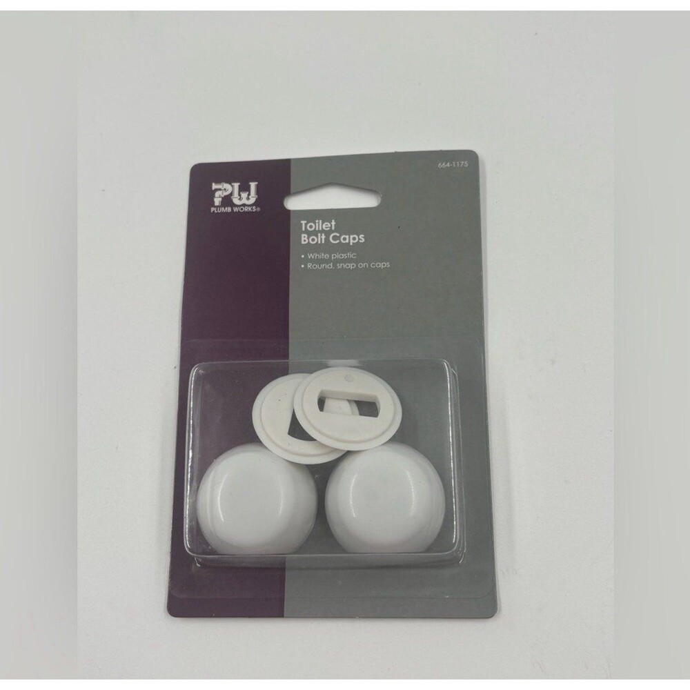 Plumb Works Toilet Bolt Caps White Plastic Round Snap On Floor Covers NIP